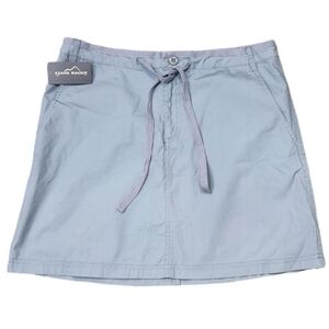 NEW Eddie Bauer Gray Tie Waist Casual Pockets w/Drawstring Travel/Hiking Skirt